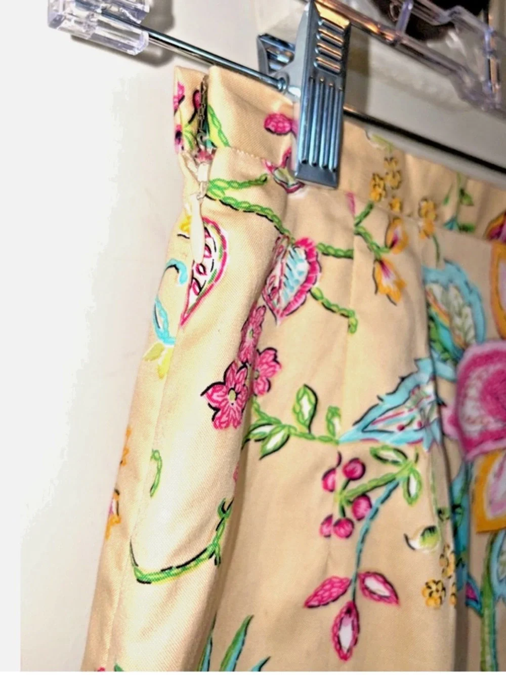 Talbots Petites 2P Floral A-Line Skirt Tropical Tan Pink Teal